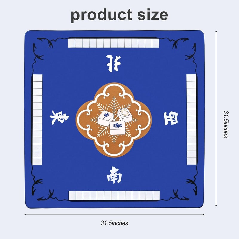 plzzree 31.5x31.5'' Mahjong mat for Table, Mah Jong Table Cover with Storage Bag, Anti Slip and Noise Reduction, Poker, Card, Board & Tile Games Mat, Blue - Image 3